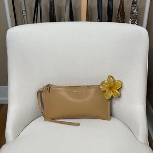 Dolce Vita Tan Faux Leather Small Travel Clutch Wristlet Bag